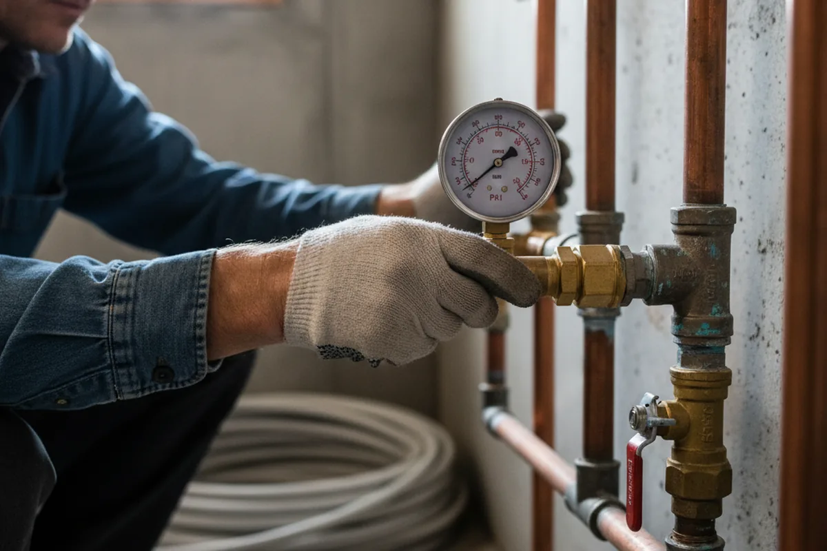 Pressure testing a repaired line during Water Line Repair in Choctaw